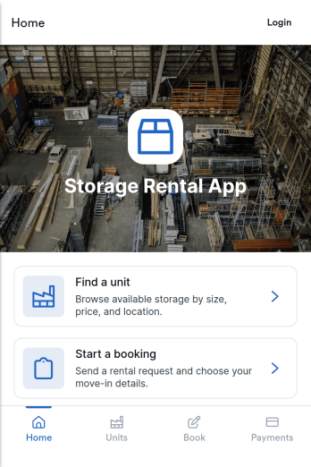 Storage Rental App Template