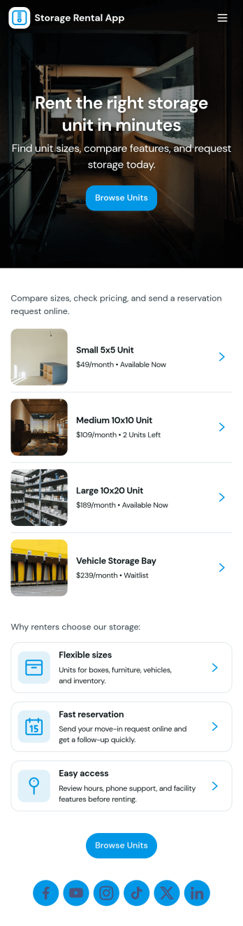 Storage Rental App Template