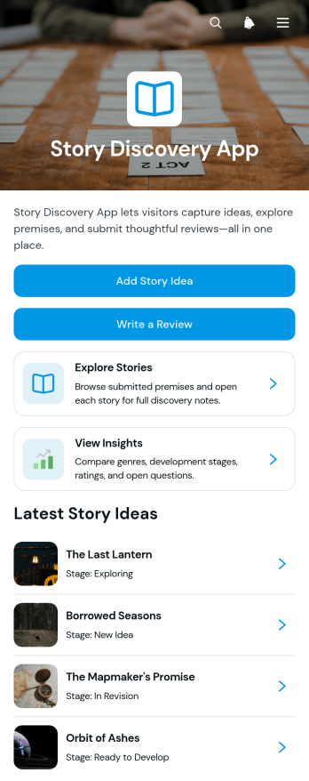 Story Discovery App Template