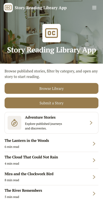 Story Reading Library App Template