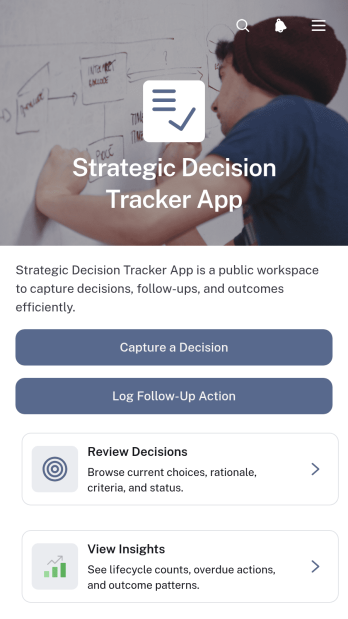 Strategic Decision Tracker App Template