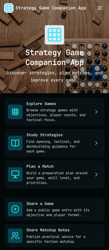 Strategy Game Companion App Template