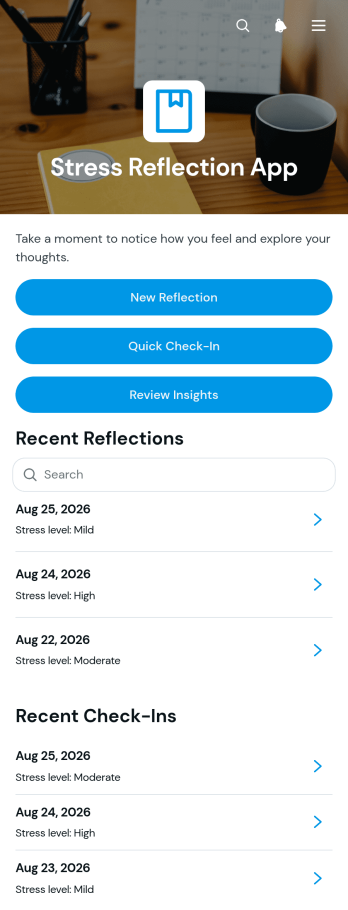 Stress Reflection App Template