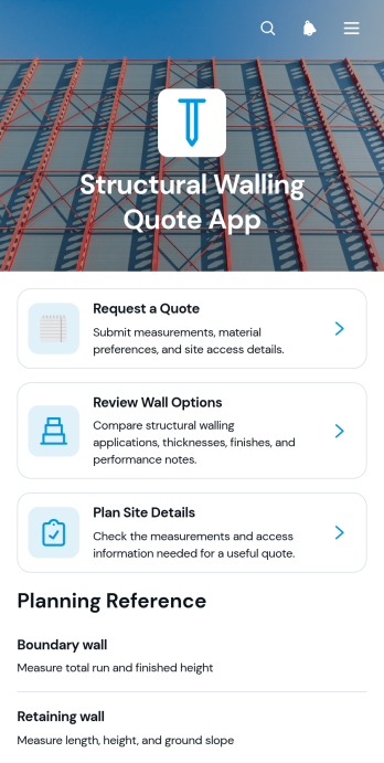 Structural Walling Quote App Template