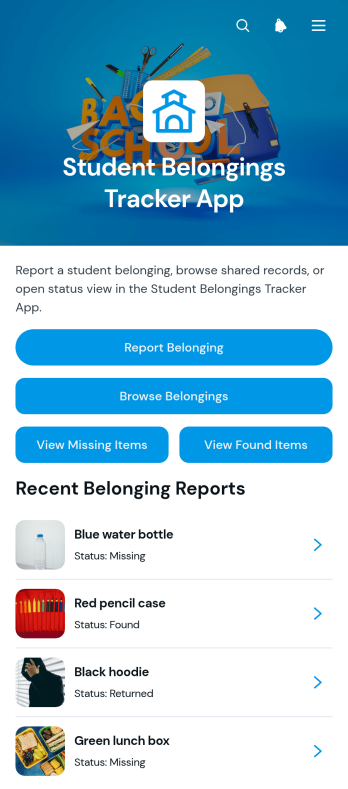 Student Belongings Tracker App Template