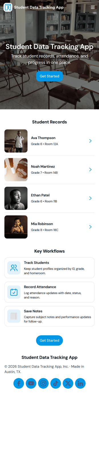 Student Data Tracking App Template