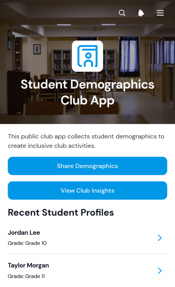 Student Demographics Club App Template