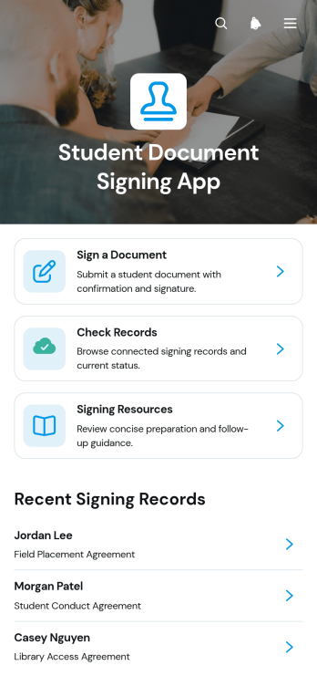 Student Document Signing App Template