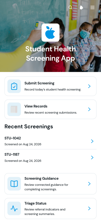 Student Health Screening App Template