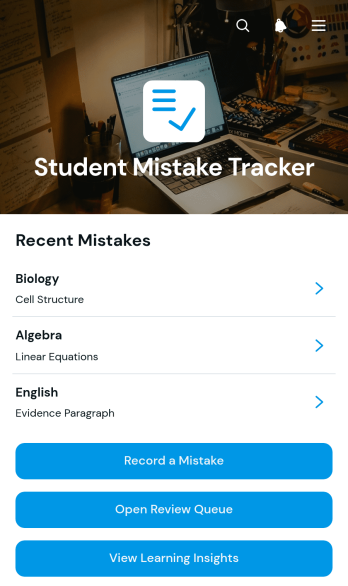 Student Mistake Tracker App Template