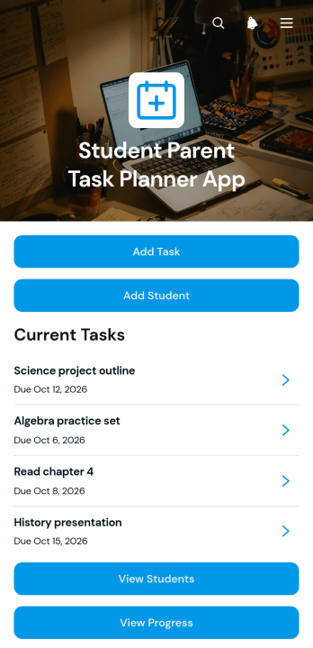 Student Parent Task Planner App Template