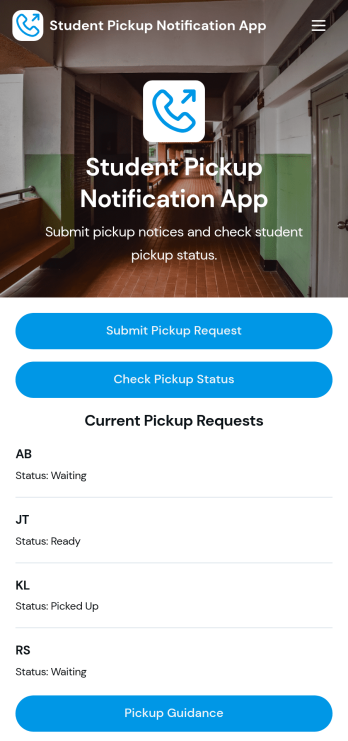 Student Pickup Notification App Template