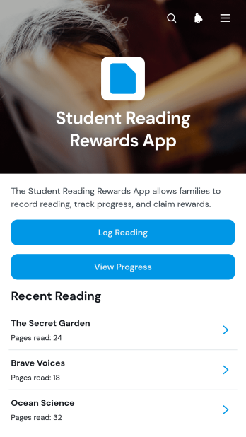 Student Reading Rewards App Template