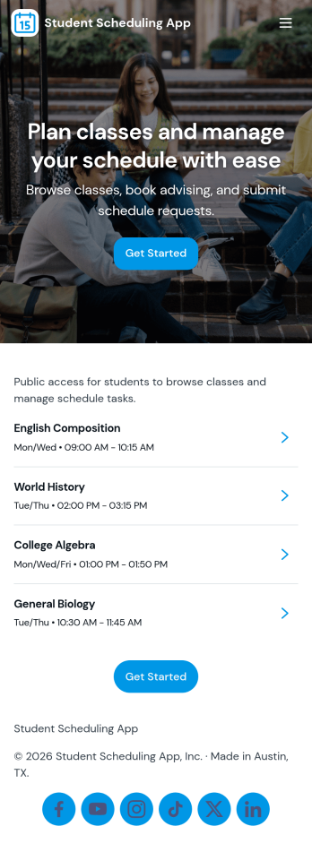 Student Scheduling App Template