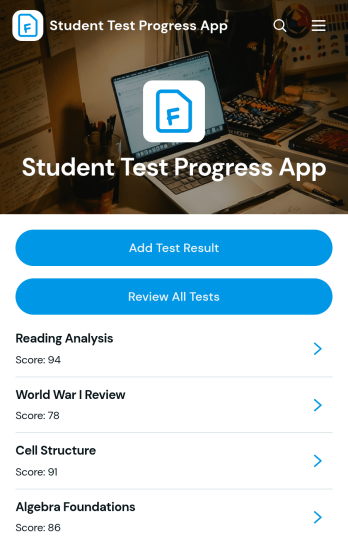 Student Test Progress App Template