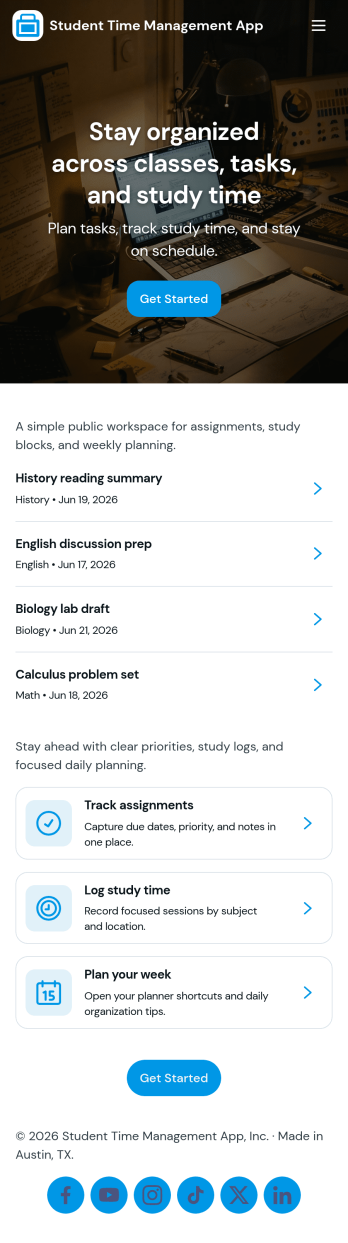Student Time Management App Template