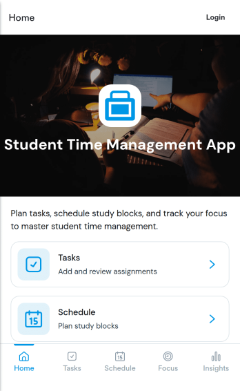 Student Time Management App Template