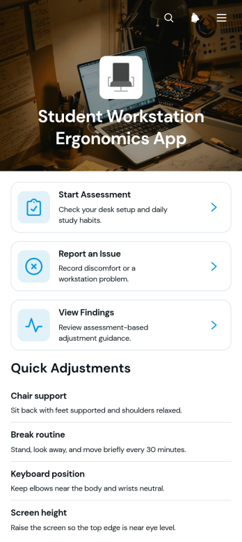 Student Workstation Ergonomics App Template