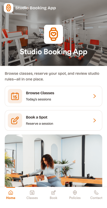 Studio Booking App Template