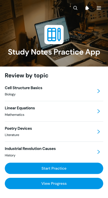 Study Notes Practice App Template