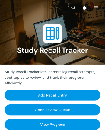 Study Recall Tracker App Template