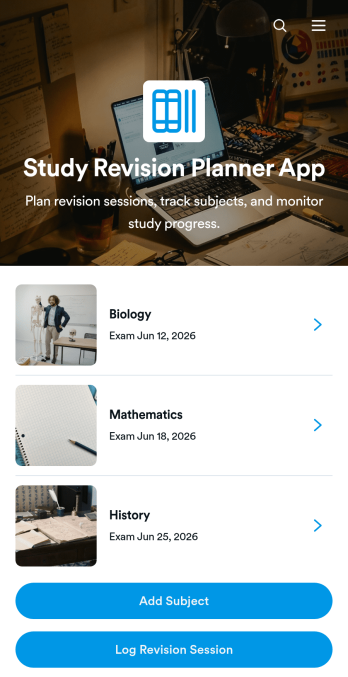 Study Revision Planner App Template