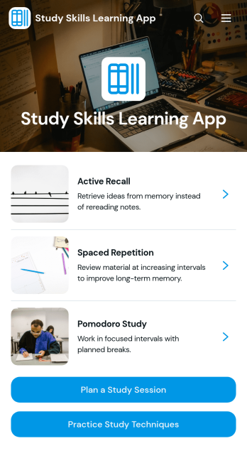 Study Skills Learning App Template