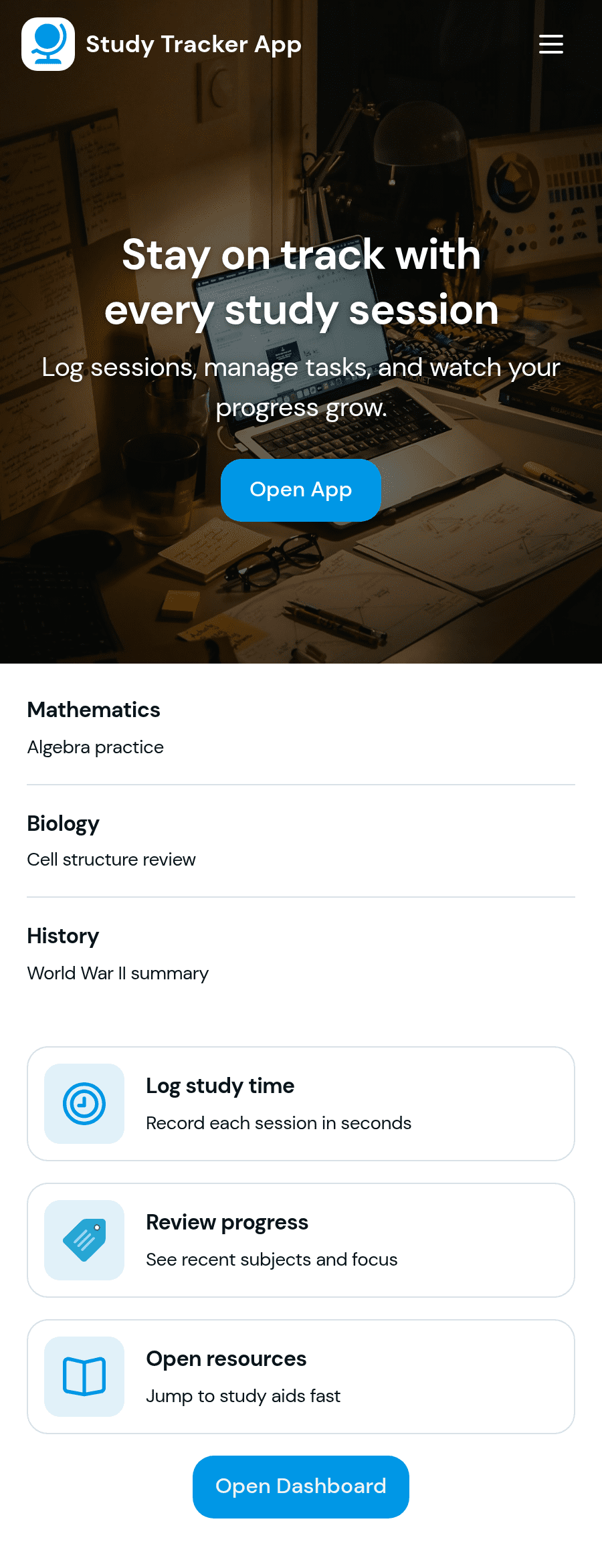 Study Tracker App Template | Jotform