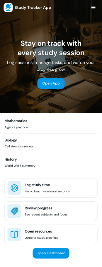 Study Tracker App Template