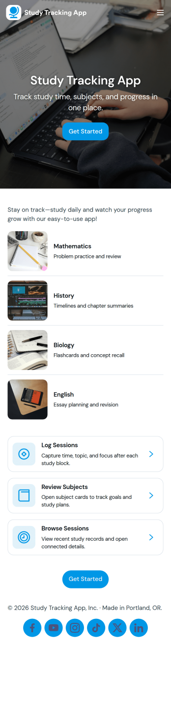 Study Tracking App Template
