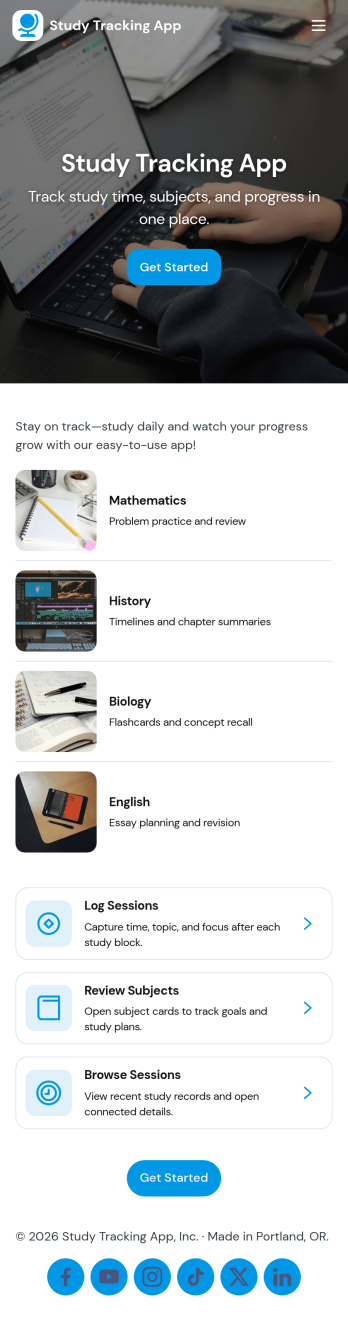 Study Tracking App Template
