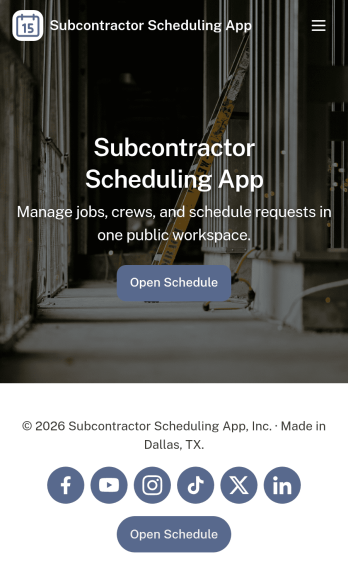 Subcontractor Scheduling App Template