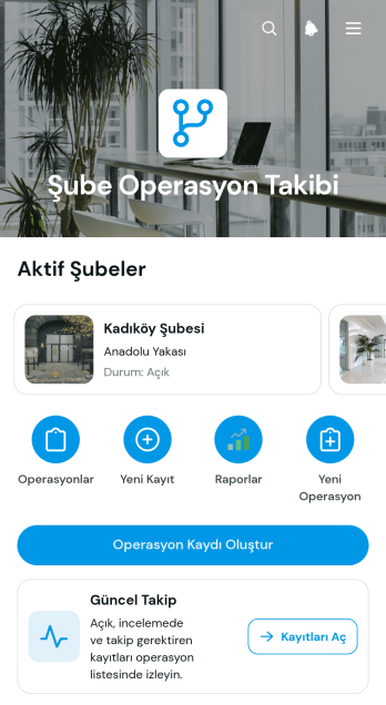 Şube Operasyonları Takip Uygulama Șablonu