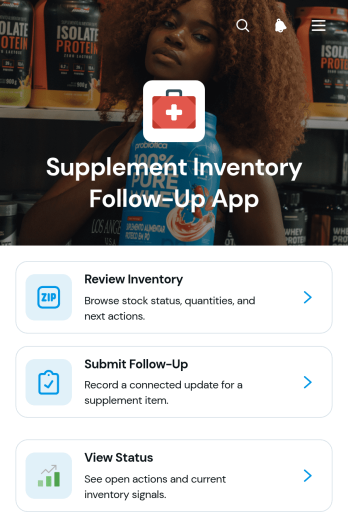Supplement Inventory Follow-Up App Template