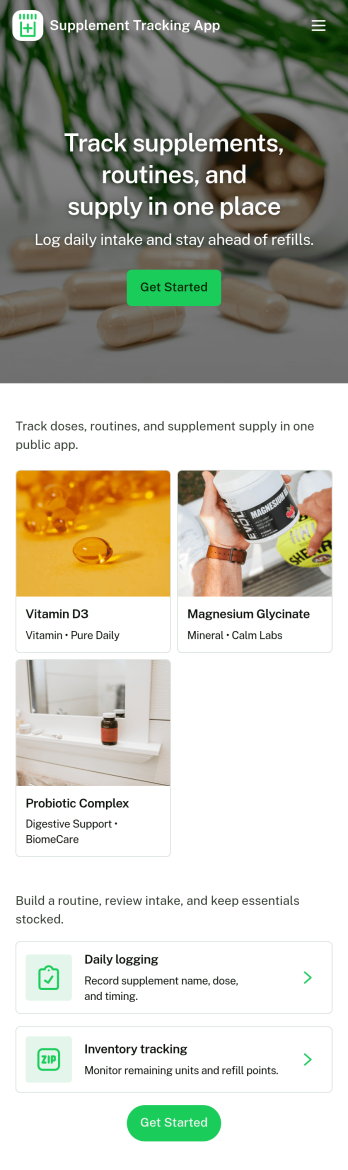Supplement Tracking App Template