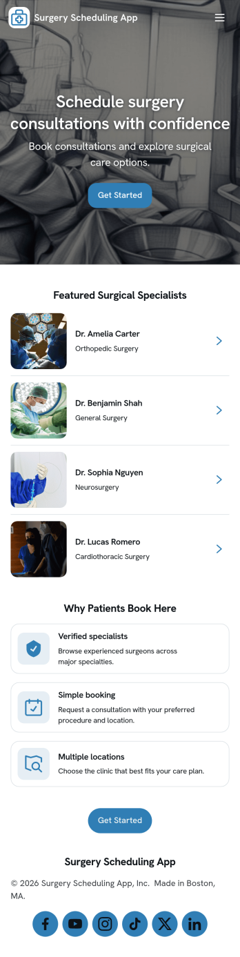 Surgery Scheduling App Template