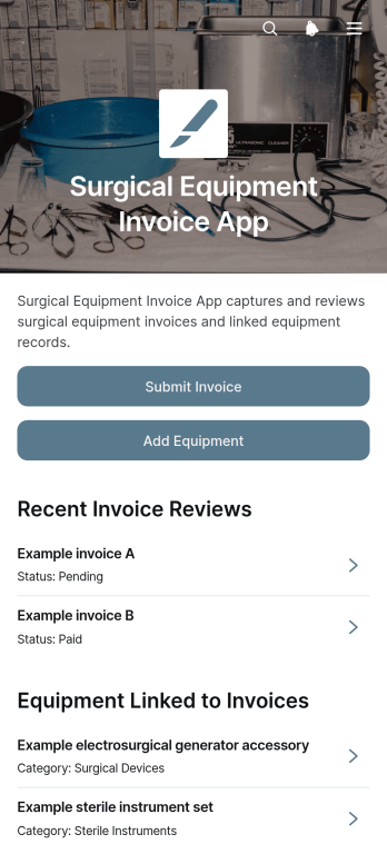 Surgical Equipment Invoice App Template