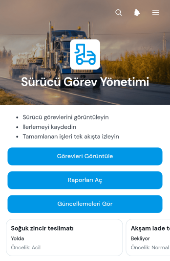 Sürücü Görev Yönetimi Uygulama Șablonu
