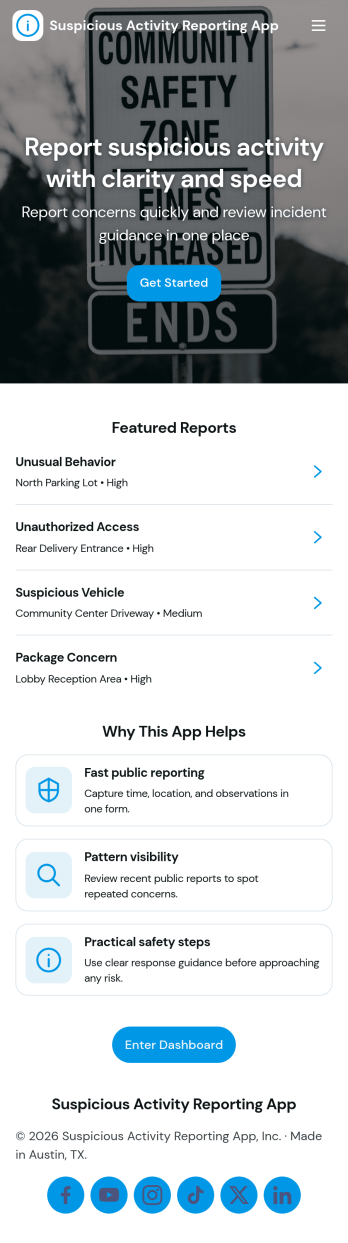 Suspicious Activity Reporting App Template