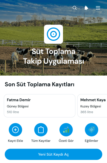Süt Toplama Takip Uygulama Șablonu