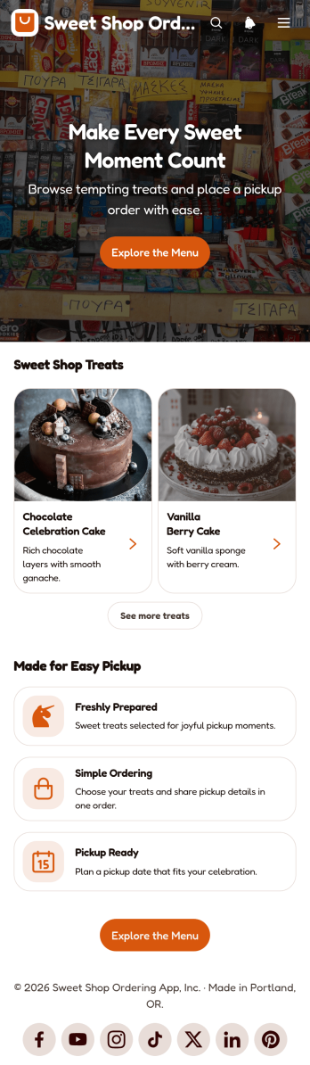 Sweet Shop Ordering App Template