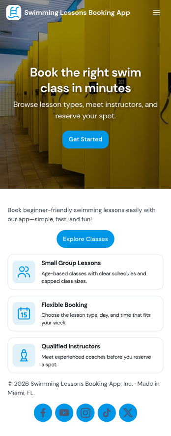Swimming Lessons Booking App Template