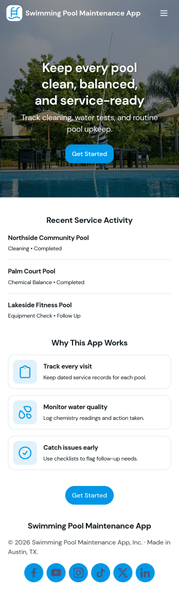 Swimming Pool Maintenance App Template