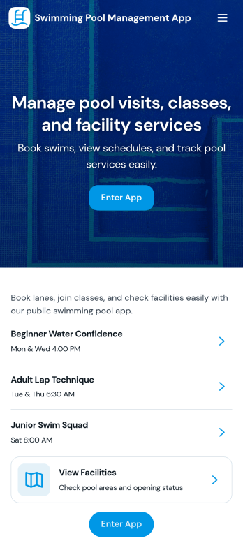 Swimming Pool Management App Template