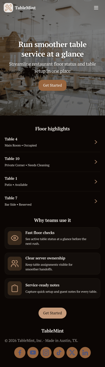 Table Management App Template