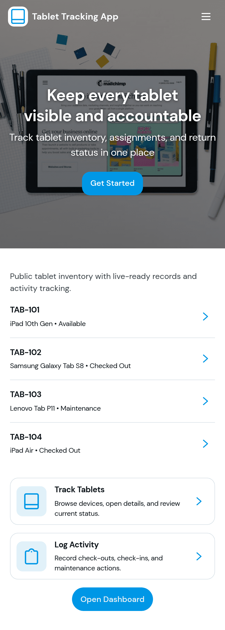 Tablet Tracking App Template | Jotform