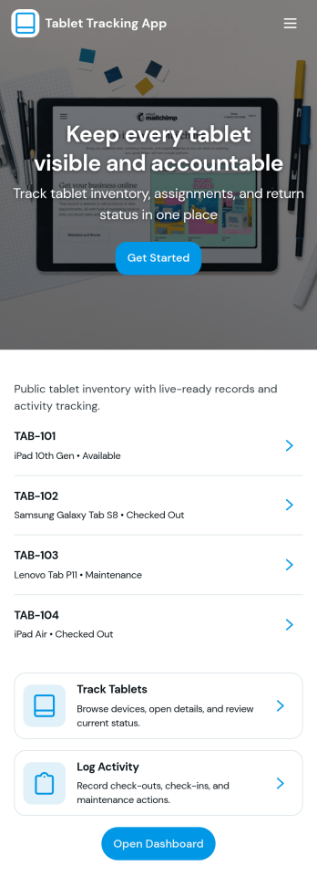 Tablet Tracking App Template