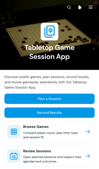 Tabletop Game Session App Template
