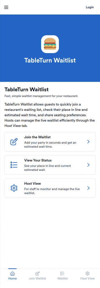 Restaurant Waitlist Manager App Template