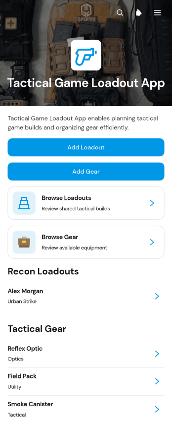Tactical Game Loadout App Template